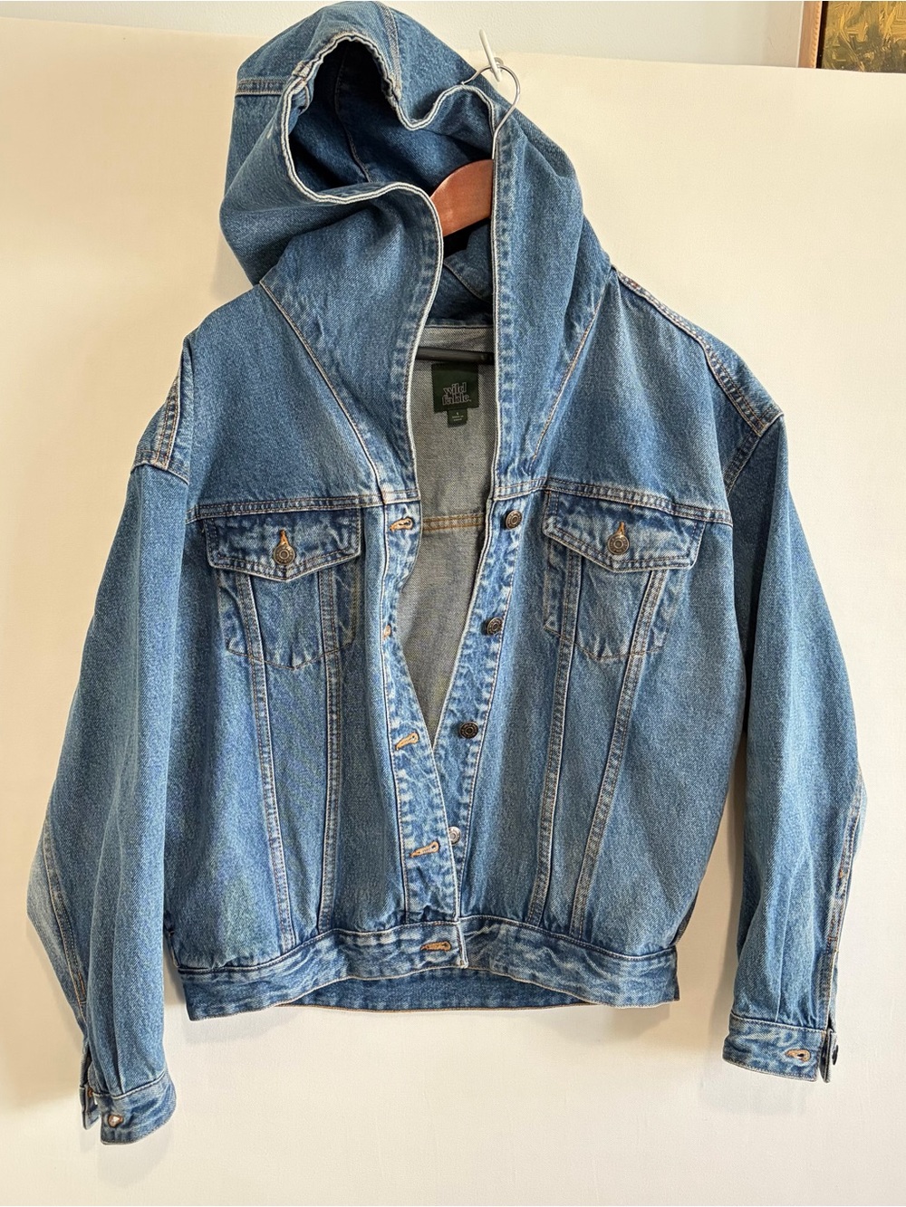 Wild Fable Oversized Hooded Denim Jacket Womens Blue Size Small